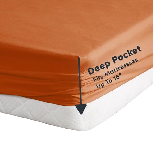 Comfort Spaces Microfiber 14" Deep Pocket, King Sheet Set 6 pcs, Orange - image 3