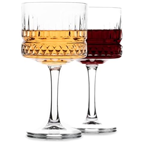 TMET Extra Large Glass Goblet, Vintage Coupe Glasses, Big Square Wine Glasses. Cocktail, Champagne, Margarita, Beer Glasses. Long Stem Glassware (16.9oz/500ml) (2) Cover