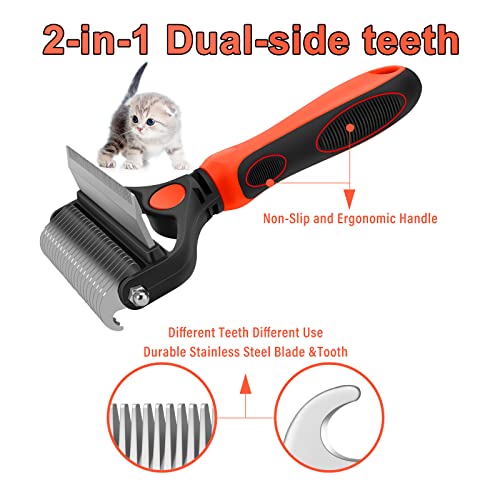 Cgbe Dog Undercoat Rake, 2 In 1 Pet Grooming Brush For Small Dogs And Cats Shedding, Safe Dematting Comb Deshedding Tool For Pet Matted Hair (Small Orange) #TOP2