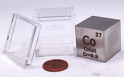 Image of 1 inch 25.4mm Cobalt Metal Cube Co up to 99.9% Pure Periodic Table Element Engraved Density Collection Science Education Display Block Cube + Acrylic Case Box - 1PC