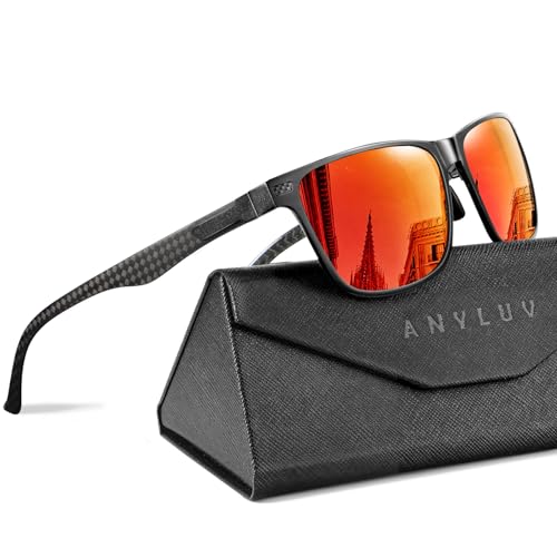 Image of ANYLUV Mens Sunglasses Polarized Upgraded Carbon Fiber Temple Sun Glasses Fashion Driving with UV Protection