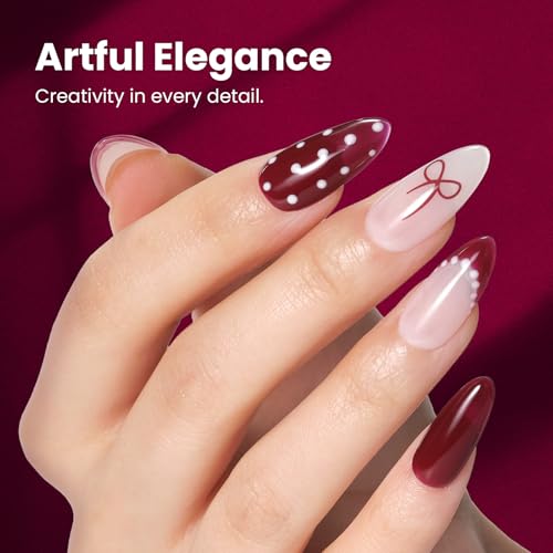 Image of Beetles Dark Red Gel Nail Polish - 15ML Oxblood Red Burgundy Gel Polish Soak Off UV LED Needed Maroon Wine Color Nail Art Summer 4th of July Nails Manicure Salon DIY Design at Home Gifts for Woman