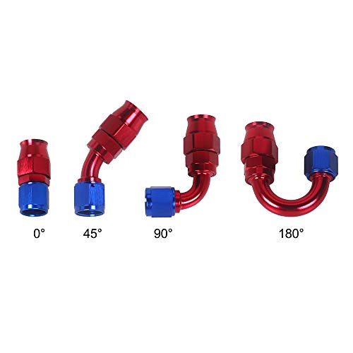 RuleaxAsi AN8 180 graus reto stealth vermelho teflon mangueira