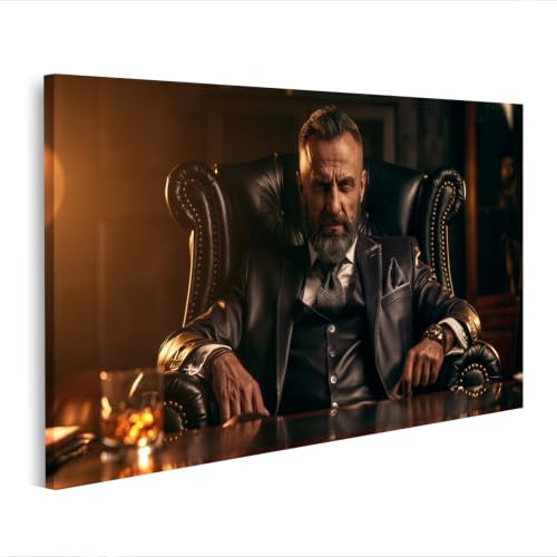 Portrait mystique chef criminel sur toile pour decorer un bureau d aventurier