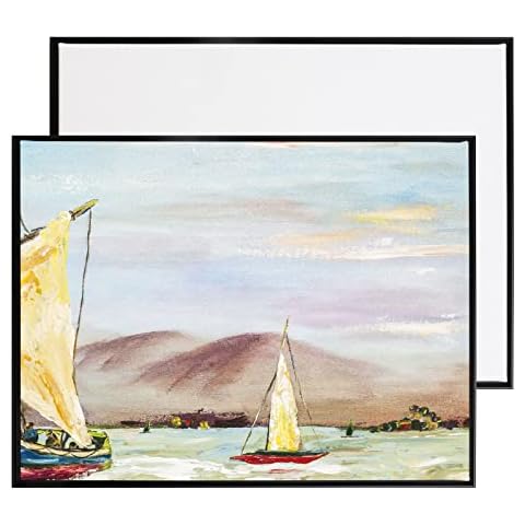 Podronale （2 Canvas+2Frames） 20"x24" Aluminum Canvas Frame with 9/10" Thickness Blank Stretched Canvas for DIY Oil Painting (Black,2PCS) Cover