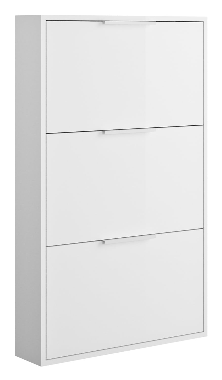 Composad | Scarpiera Slim della Linea ESPRESSO con 3 Ribalte, Scarpiera Salvaspazio, per Ingresso, Ripostiglio, Portascarpe, (LxAxP) 65x105,5x15 cm, Colore Bianco laccato, Made in Italy