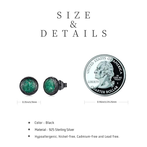 Black Stud Earrings 925 Sterling Silver Black Round Earrings Hypoallergenic Punk Gothic Jewelry Gifts Birthdays Christmas for Women Men3