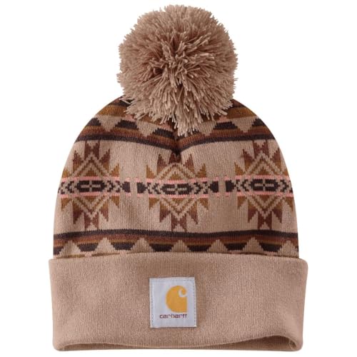 Carhartt Women's Bethany Yellowtail Pom Cuffed Beanie, Soft Sepia, One Size