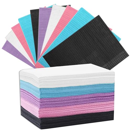 PEPAX - Lot de 50 bavoirs dentaires - PEPAX - Couleurs mélangées - 45,5 x 33 cm - 3 couches - Imperméables - Nappes de tatouage - Plateau de nettoyage - Multi-usages - Bavoir de tatouage