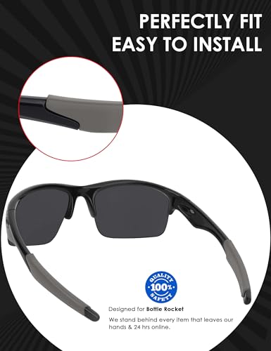 Image of BLAZERBUCK Replacement Temple Sleeves Ear Socks for Oakley Bottle Rocket OO9164 Sunglass - Black + Grey
