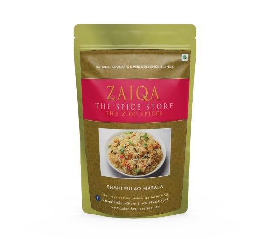 ZAIQA THE SPICE STORE Shahi Pulao Masala 50 Gram-Regal Rice Perfection: An Exquisite Blend of Spices to Create a Royal Flavored Rice Dish