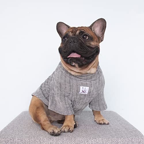 iChoue Pet Dog Jumpers Winter Warm Sweater Clothes Turtleneck for French Bulldog Pug Boston Terrier Corduroy Cold Weather Pullover Coat Shirt - Silver/Large Plus - Image 3