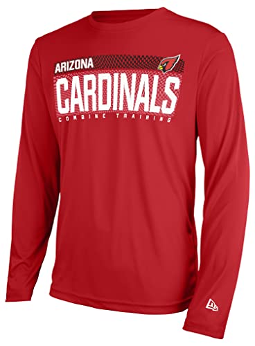 New Era NFL Men's Measured Dri-Tek Long Sleeve T-Shirt, Adult Pro Football Tagless T-Shirt, Arizona Cardinals, Large