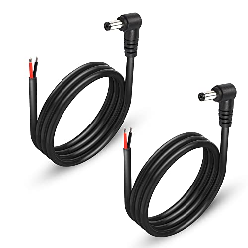 GINTOOYUN 2 Pack 90 Degree DC Power Pigtails Cable, Right Angle DC 5.5mm x 2.1mm Male Plug to Bare Wire Open End Power Supply Replacement Repair Cord, for Monitors, LED Strip Light, Camera,3FT 1m by GINTOOYUN - Used condition - CA$11.58