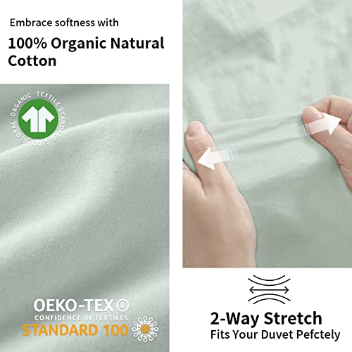 Nexhome Pro Organic Jersey Knit Cotton Duvet Cover Set - Twin Light Green 2Pcs Bedding Sets Soft Breathable T Shirt Mint Cotton Comforter Cover With Zipper Closure(No Comforter Included) #TOP1