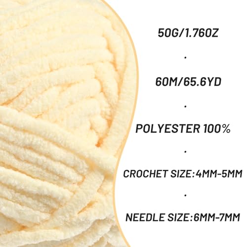 Image of 3 Pack Fluffy Velvet Yarn for Crocheting,Baby Blanket Yarn for Crocheting Soft,150g(196.8yds) Amigurumi Yarns,Plush Chenille Crochet Yarns,Puzzle Yarn for Crochet Weaving Craft(3 Yellowish)