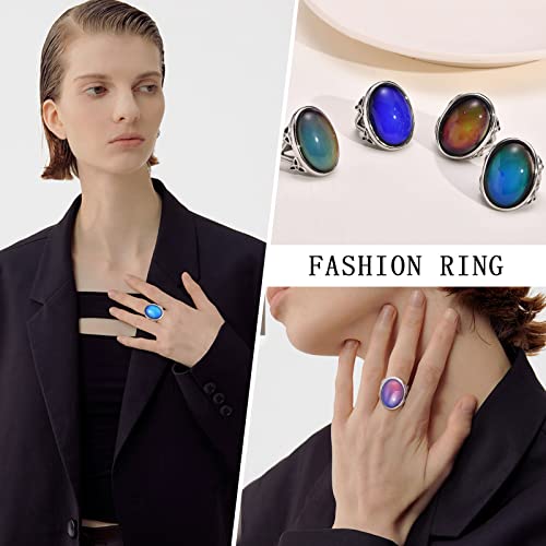 Vintage Mood Ring For Women - Fashion Stainless Steel Celtic Ring Oval Stone Cocktail Statement Ring For Women Girls,Antique Women Jewelry Gift,Size 9 #TOP1