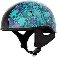 Hot Leathers HLD1041 Gloss Black Skull Bones Bolt Advanced DOT Approved Half Helmet Biker