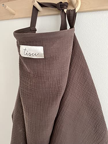 Image of Nursing Cover for Baby Breastfeeding & Pumping | Multi Use Car Seat Stroller Cover | Breathable Soft Muslin Cotton | Breast Feeding Apron & Shawl by TISU (Dark Brown (Neutral))