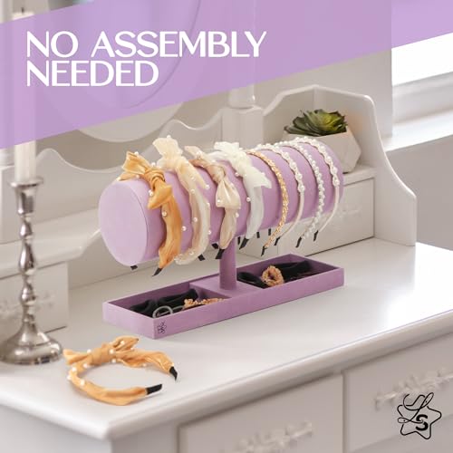 LS Lulu & Summer Headband Holder Organizer - Storage Stand Display Rack for Headbands, Hairband, Disney Ear, Tiara and Hair Accessories in Women and Girls Room (Purple) by LS - Used condition - Image 2