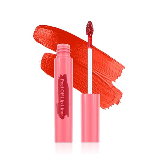 Image of Lip Liner - Lip Stain Peel Off Moisturizing Long-Lasting & Waterproof Transfer Proof & Plumping, Non-Stick Cup Lip Liner Stain Tint For All Skin Types (Coral Red)