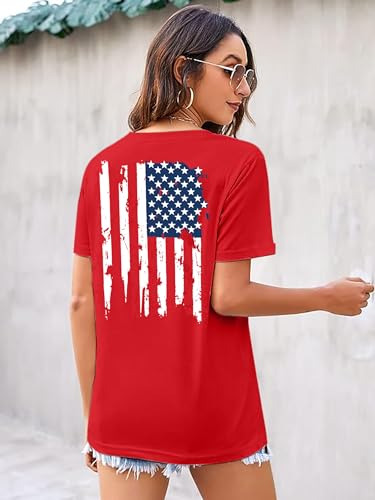 American Flag Shirts for Women: 4th of July T Shirt Funny USA Print Tees Patriotic Casual Short Sleeve Tops3