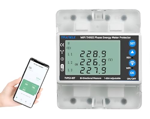Image of XPR3SS 100Amp 3 Phase Energy Meter WIFI Remote Control Bidirectional Smart Circuit Breaker Energy Meter KWh Power Meter Timer Over Voltage Under Voltage Over Current Protection