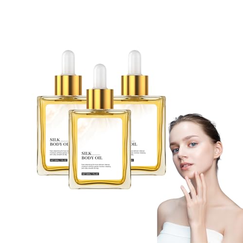Aceite corporal de seda para mujer - perfume de aceite corporal sedoso, suero hidratante para ducha y baño para mujer, Piel grasa de seda ligero, crema hidratante con aroma de lujo (3 Cajas)
