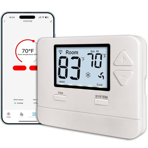 Heagstat WiFi Thermostats for Home Single-Stage 1Heat/ 1Cool, APP Remote Control, 7-Day or 0-Day Programmable. (C-Wire Required)