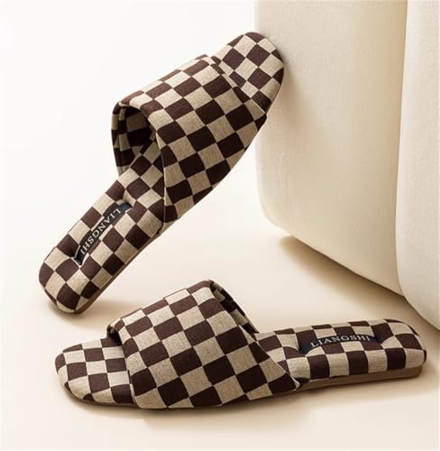 Luxurious Chessboard Sandals for Women Men High Class Open Toe Slippers Elegant House Shoes Indoor Outdoor4