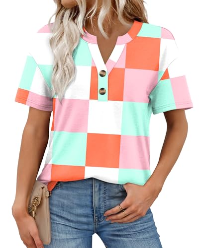 Womens Short Sleeve Tops Dressy Casual V Neck Oversized Summer Trendy Shirts Business Work Blouses