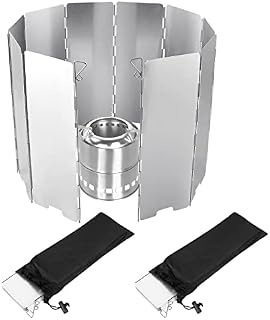 3 Set Camping Stove Windshield, 30 Plates Aluminium Stove Windscreen with Drawstring Bag, Folding Lightweight Camping Burner Windshield For Camping Butane Stove, BBQ, Picnic, Hiking, Cooking