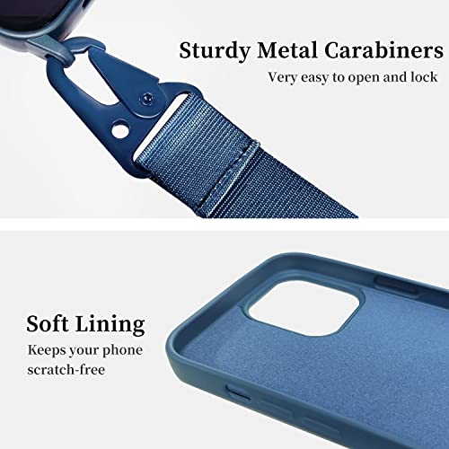 Image of Compatible with iPhone 14 Plus Case with Lanyard Crossbody iPhone Case with Strap Adjustable Shockproof Drop Protection Silicone Phone Cover for iPhone 14 Plus 6.1'' Dark Blue