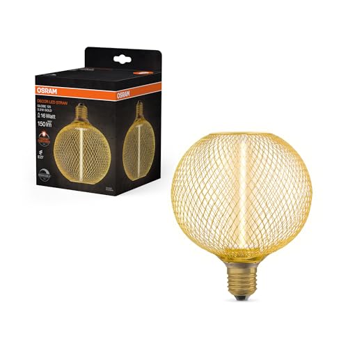Osram Decor Led Globe 3.5W Mit Strohfilament, Gemütliches Warmweiß 818, 150Lm/1800K, Klar, Goldfarbenes Bleifreies Glas Mit E27 Schraubgewinde, Dimmba