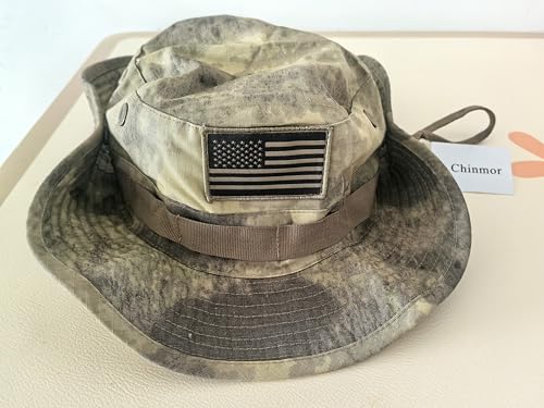 Chinmor Military Tactical Head Wear/Boonie Hat Cap for Wargame,Sports,Fishing &Outdoor Activties ACU Camouflage with USA Patch