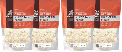 Image of Pure & Sure Multigrain Flour (Atta) 2Kg | 6-in-1 multigrain flour with wheat, soya, maize, besan, psyllium husk & more, diabetic-friendly, 20% lower GI , high protein & fiber, healthy weight - (1kg x Pack of 4)