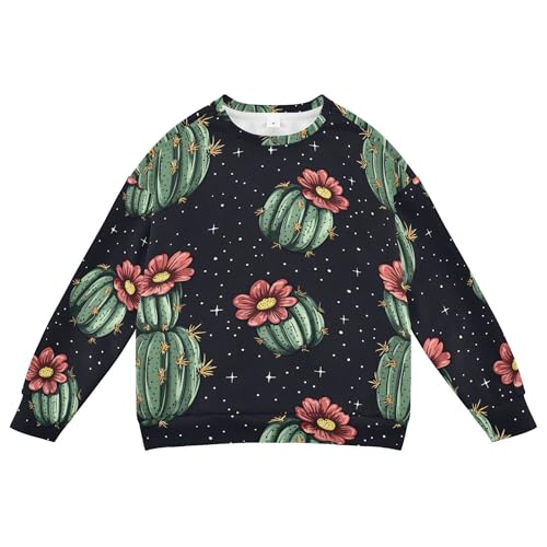 JUNZAN Cartoon Cute Cactus Flowers Kids Girls Pullover Hoodie Crewneck Hoodies for Girls Camping 4T