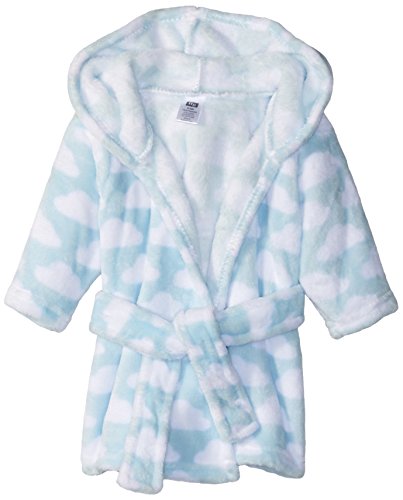 Image of Hudson Baby Unisex Baby Plush Animal Face Bathrobe, Blue Clouds, 0-9 Months