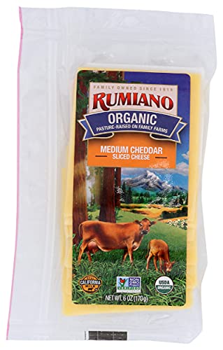 Rumiano Organic Medium Cheddar Cheese, Sliced, 6 oz