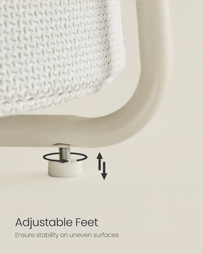 Image of VASAGLE LILEA Collection - Small Round Side End Table, Modern Nightstand with Fabric Basket, for Living Room, Bedroom, Set of 2, Cream White ULET225LL01S