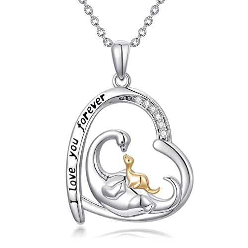 enjoylifecreative Damen Dinosaurier Halskette Sterling Silber Mutter Tochter Dino Anhänger Halskette Mutter Tochter Schmuck Geschenk für Mama Tochter Cover