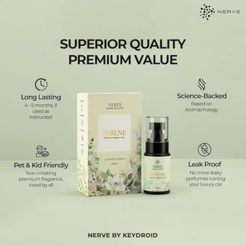 Image of Keydroid Nerve Mindful Fragrances 30ml | Aghori Fragrance | Car Mist Aroma Spray | Car Perfume with Hanging Air Freshener | Aromachology based | Long-Lasting, Anti-Odour | Natural Scent