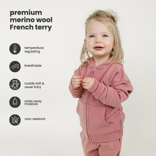 Woolino Merino Wool Kids Hoodie with Pockets - Ultra-Soft Zip-Up Hoodie for Boys & Girls - Breathable &Temperature Regulating - Image 2
