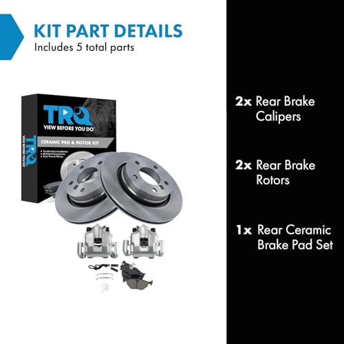 Image of TRQ Rear Brake Pad and Rotor Set Ceramic Rotors Calipers