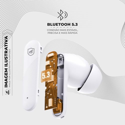 Gshield Fone de ouvido sem fio Earbuds Symetric Bluetooth 5.3 com Som Imersivo, Microfone Integrado,