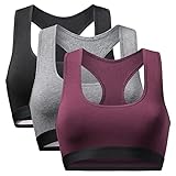 DANISH ENDURANCE Damen Cotton Bralette BH, Weiche Bio-Baumwolle, 1er und 3er Pack, BHS ohne Bügel, bequem, angenhmer Halt (Mehrfarbig (1x Dunkelgrau, 1x Schwarz, 1x Weinrot), Medium)