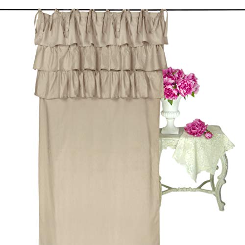 AT17 Tenda con Balze Shabby Chic per Camera da Letto e Soggiorno, Tenda Provenzale con Volant (Tortora, 140x290)