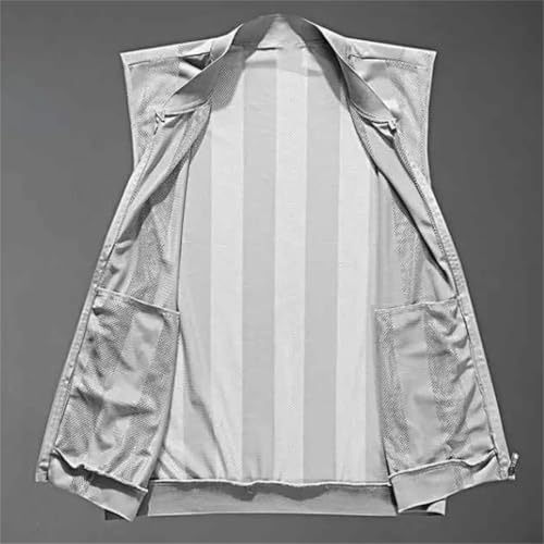 Vsadsau Men's Mesh Vest Fishing Solid Color Zipper Stand Collar Travel Photography Sleeveless Jacket3