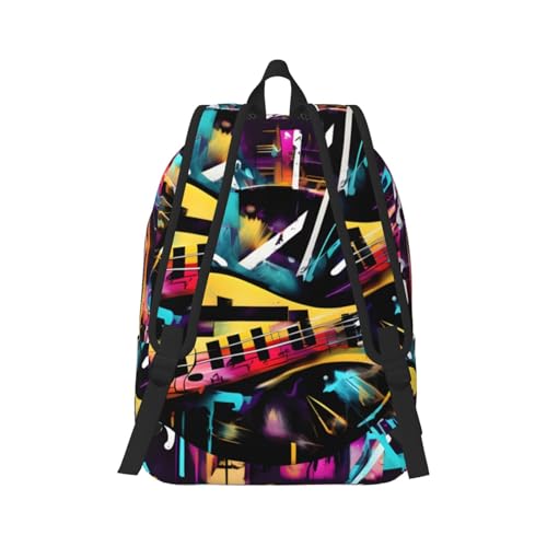 Sac à dos ordinateur portable et sac à livres imprimé piano avec compartiments