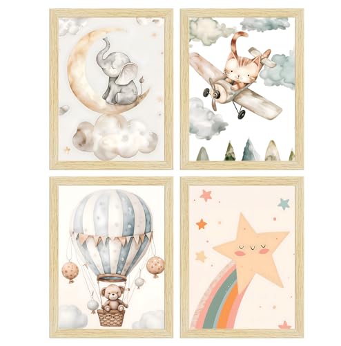 Image of ArtX Paper Wall Paintings For Kids Room, Wall Frames, Decoration Items, 10x13 inch (A4) Size, Multicolor, Synthetic Wood, Set Of 4